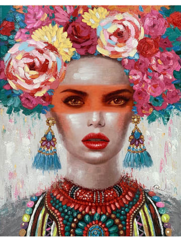 LOCOMOCEAN Leinwandbild ''Woman Floral Headdress'' - (L)90 x (B)70 cm