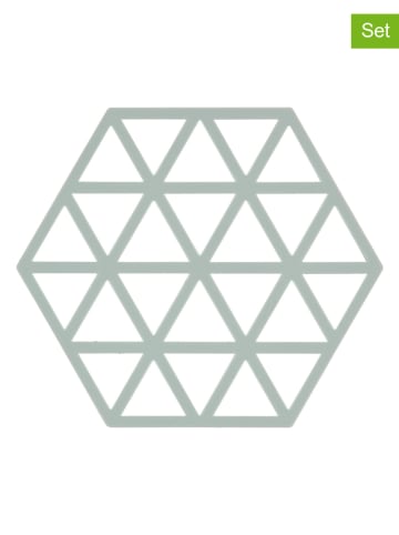 Zone Denmark 2-delige set: onderzetters "Triangles" lichtblauw - (L)16 x (B)14 cm