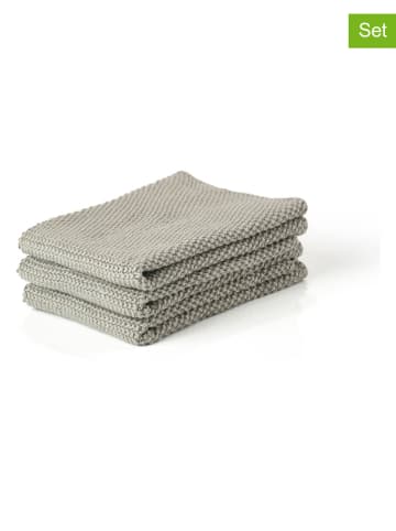 Zone Denmark 3-delige set: poetsdoeken grijs - (L)27 x (B)27 cm