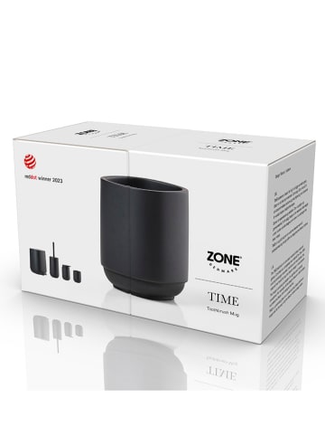 Zone Denmark Tandenborstelbeker "Time" zwart - (H)9,5 x Ø 8 cm