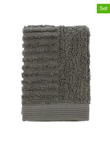 Zone Denmark 2-delige set: washandjes "Classic" olijfgroen - (L)30 x (B)30 cm