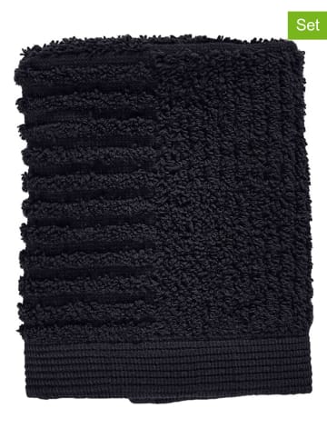 Zone Denmark 2-delige set: washandjes "Classic" zwart - (L)30 x (B)30 cm