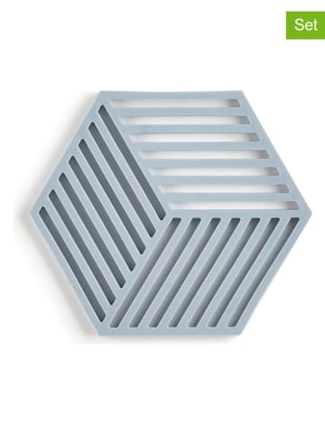 Zone Denmark 2-delige set: onderzetters "Hexagon" lichtblauw - (L)16 x (B)14 cm