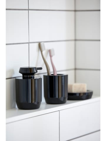 Zone Denmark 2-delige set: tandenborstelbekers "Suii" zwart - (H)9 x Ø 7,8 cm