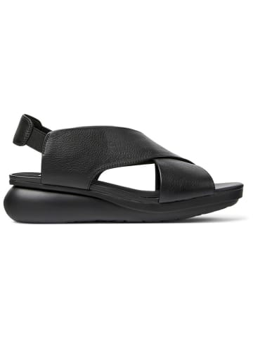 Camper Leder-Keilsandaletten in Schwarz