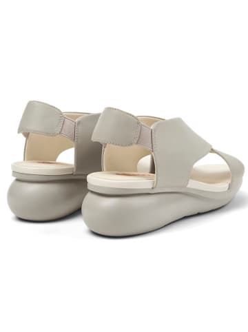 Camper Leder-Keilsandaletten in Grau