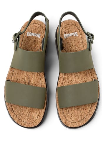 Camper Skórzane sandały "Oruga" w kolorze khaki