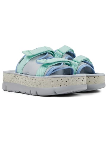 Camper Pantoletten in Grau/ Hellblau/ Türkis