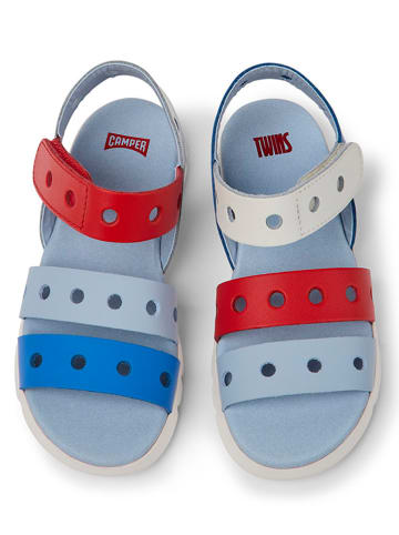Camper Leder-Sandalen "TWS" in Creme/ Blau/ Rot
