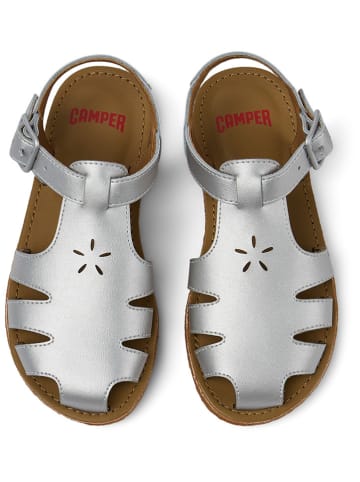 Camper Leren halfsandalen zilverkleurig