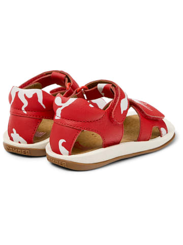 Camper Leder-Sandalen in Rot/ Weiß