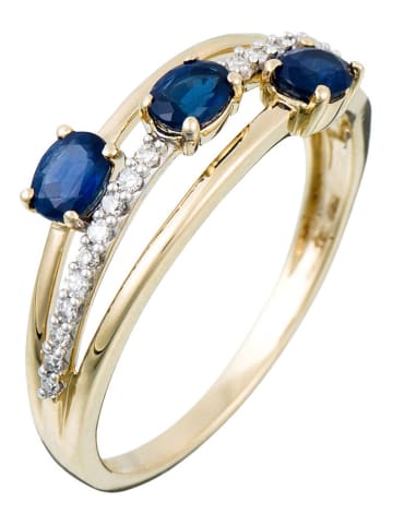 maison héritage PARIS Gouden ring "Trio de saffier" met diamanten