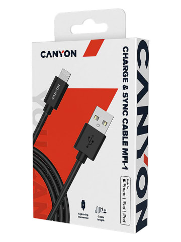 Canyon Kabel Lightning "MFI-1" w kolorze czarnym - dł. 100 cm