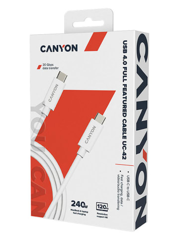 Canyon USB-C-Ladekabel ''UC-42'' in Weiß - (L)200 cm