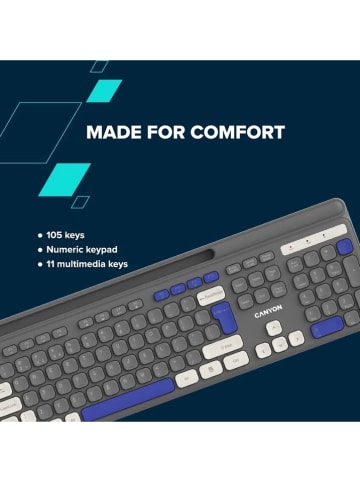 Canyon Klawiatura "HKB-W03 RF" w kolorze szaro-niebieskim