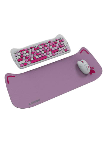Canyon 3-delige set: toetsenbord & muis ‘'HSET-W6’' wit/roze