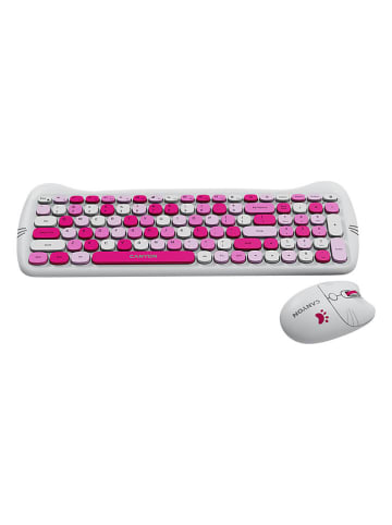 Canyon 3-delige set: toetsenbord & muis ‘'HSET-W6’' wit/roze