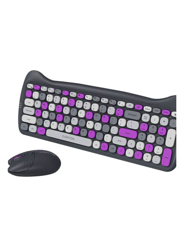 Canyon 3tlg. Set: Tastatur & Maus ''HSET-W6'' in Grau/ Lila