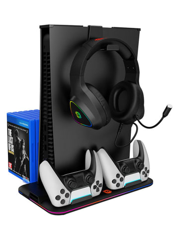 Canyon PS5-koel- en oplaadstation in zwart - (B)31,5 x (H)2,8 x (D)18,5 cm