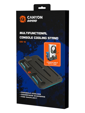 Canyon PS5-Kühl- & Ladeständer in Schwarz - (B)31,5 x (H)2,8 x (T)18,5 cm