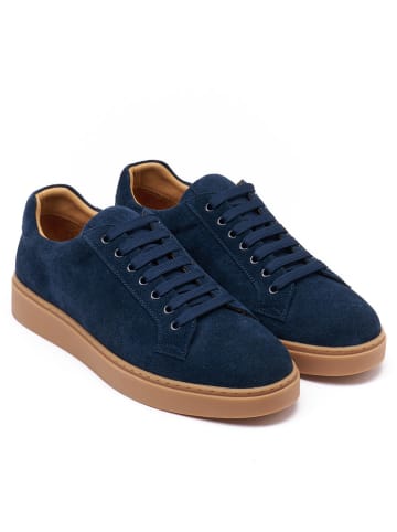 British Passport Leder-Sneakers in Dunkelblau