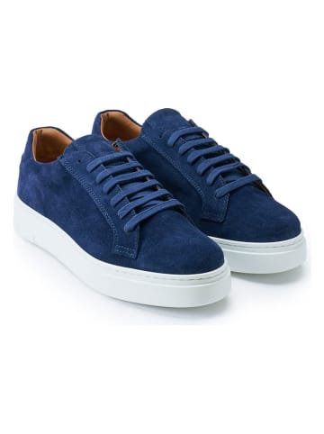 British Passport Leder-Sneakers in Dunkelblau