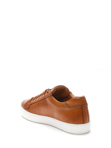 British Passport Leder-Sneakers in Braun