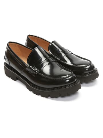 British Passport Leder-Mokassins in Schwarz