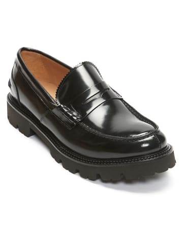 British Passport Leder-Mokassins in Schwarz