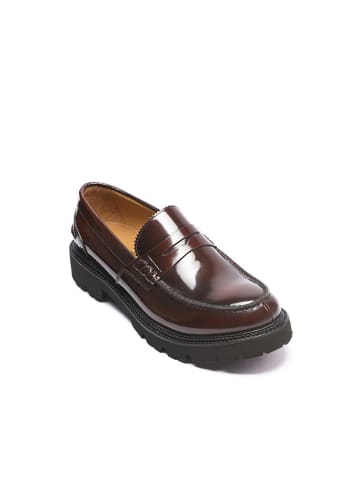 British Passport Skórzane mokasyny w kolorze bordowym