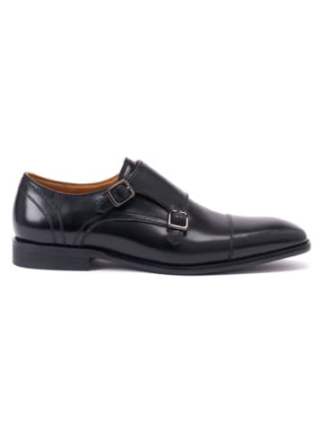 British Passport Leder-Monkstraps in Schwarz