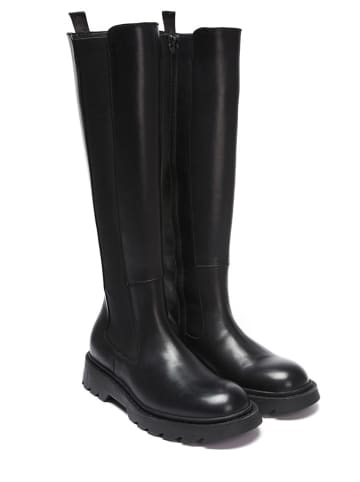 British Passport Leder-Stiefel in Schwarz