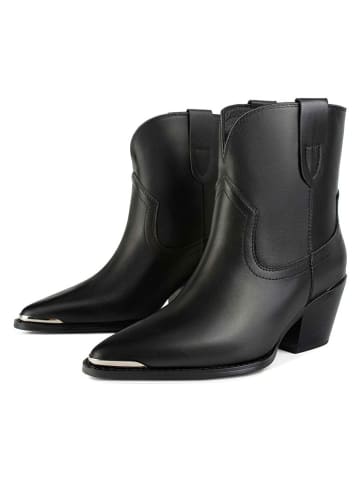 loft37 Leder-Cowboy-Boots in Schwarz
