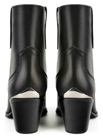loft37 Leder-Cowboy-Boots in Schwarz