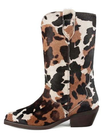 loft37 Leder-Westernstiefel in Braun/ Beige
