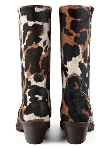 loft37 Leder-Westernstiefel in Braun/ Beige