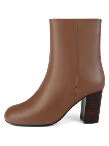 loft37 Skórzane botki w kolorze jasnobrązowym