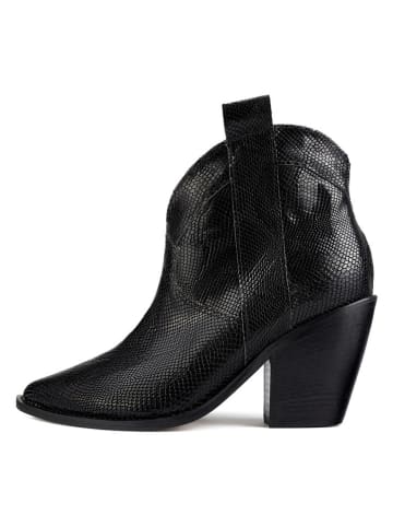 loft37 Skórzane botki w kolorze czarnym