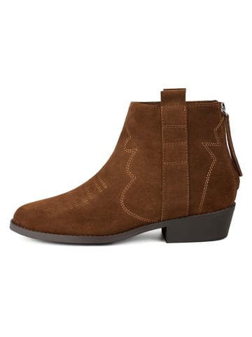 loft37 Leder-Ankle-Boots in Hellbraun