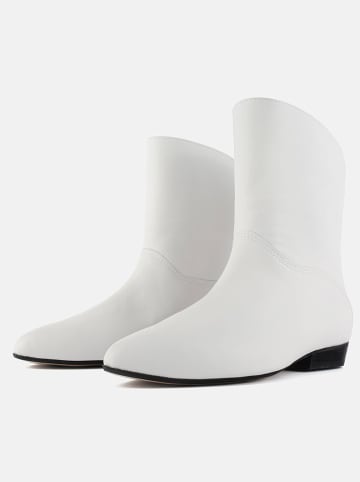 loft37 Skórzane botki "Gimme Shelter" w kolorze białym