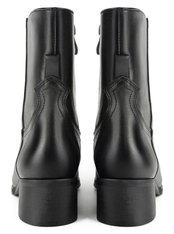 loft37 Skórzane botki w kolorze czarnym