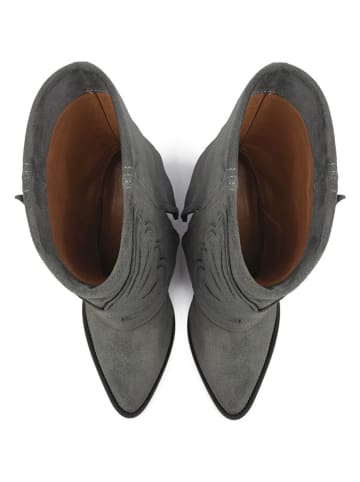 loft37 Skórzane botki w kolorze antracytowym