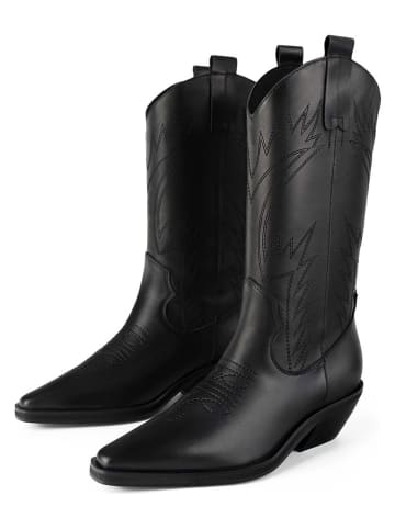 loft37 Leder-Cowboystiefel in Schwarz