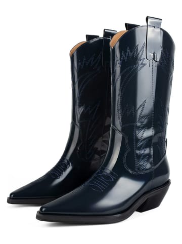 loft37 Leder-Cowboystiefel in Dunkelblau