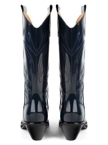 loft37 Leder-Cowboystiefel in Dunkelblau