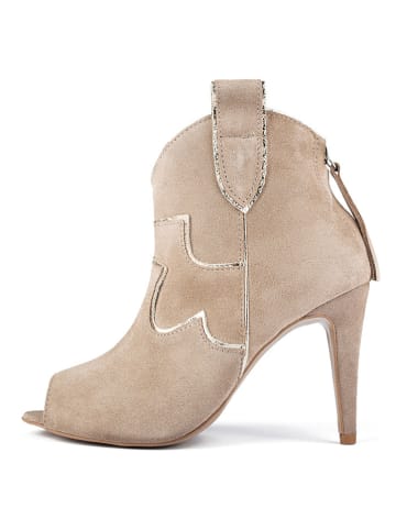 loft37 Leder-Stiefeletten "Head Over Heels" in Beige