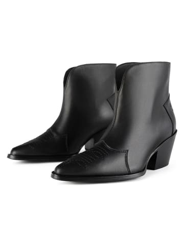 loft37 Leder-Cowboy-Boots in Schwarz