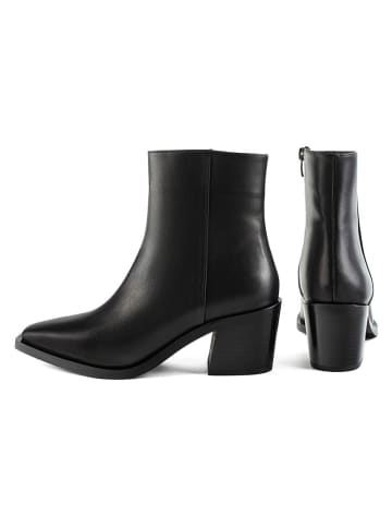 loft37 Skórzane botki w kolorze czarnym