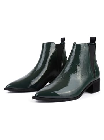 loft37 Leder-Chelsea-Boots "Northern Star" in Dunkelgrün