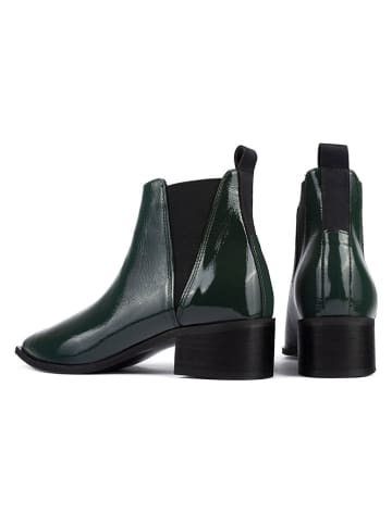 loft37 Skórzane sztyblety "Northern Star" w kolorze ciemnozielonym